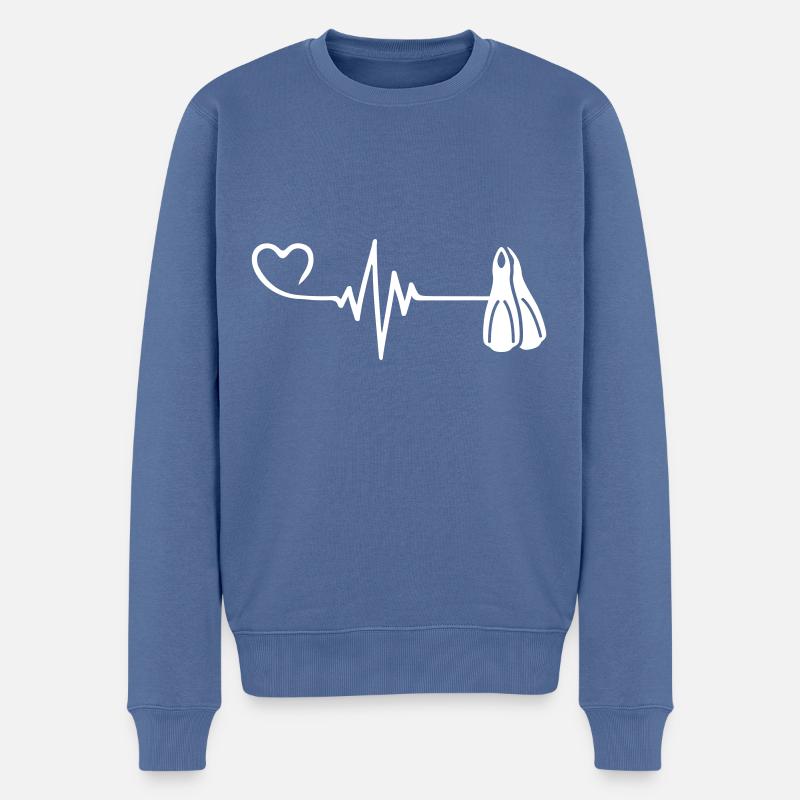 Taucherflossen puls herz - Männer Premium Bio Pullover - Taubenblau