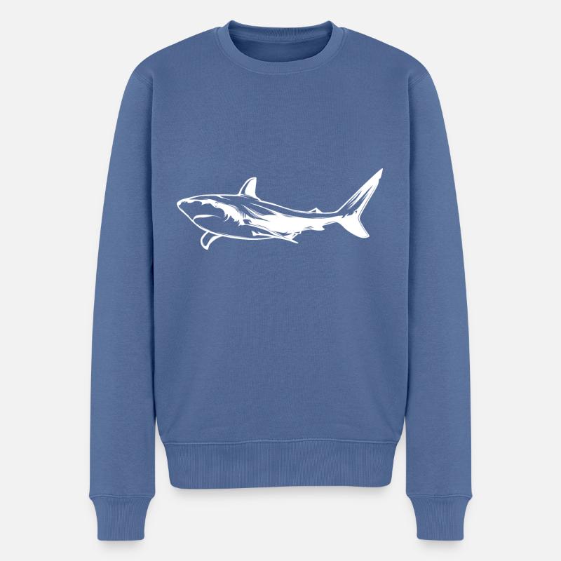 Silhouette d’animal de requin - Pull Premium bio Homme - bleu pigeon