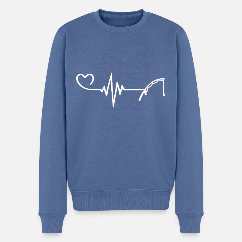 Angelrute Herzschlag - Männer Premium Bio Pullover - Taubenblau