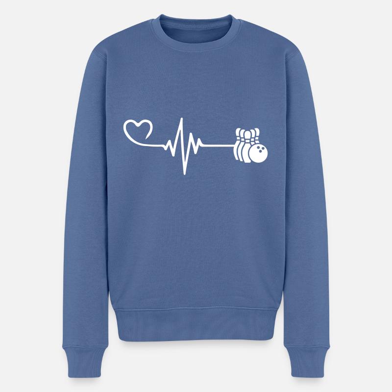 Kegeln Herzschlag - Männer Premium Bio Pullover - Taubenblau