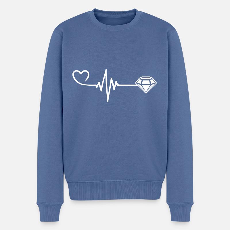 Diamond Pulse Heart Love - Pull Premium bio Homme - bleu pigeon