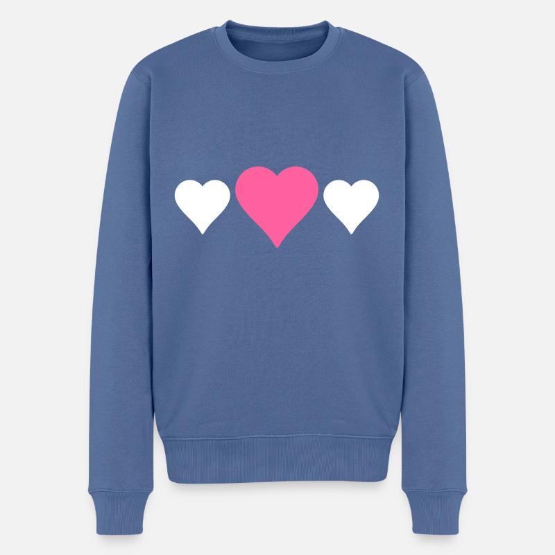 Herz Love Symbol - Männer Premium Bio Pullover - Taubenblau