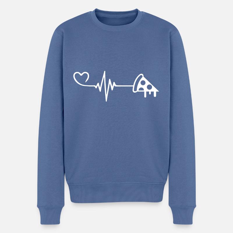 Pizza Herzschlag Puls - Männer Premium Bio Pullover - Taubenblau