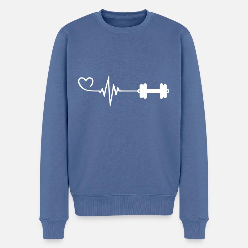 Pouls d’haltères Amour - Pull Premium bio Homme - bleu pigeon