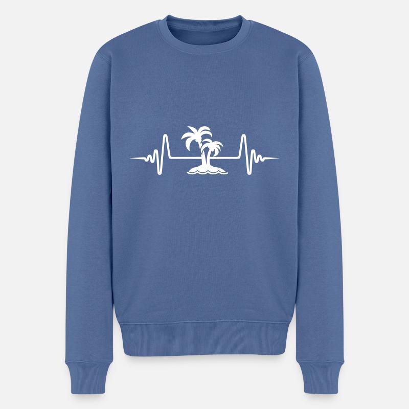 palme insel Puls - Männer Premium Bio Pullover - Taubenblau