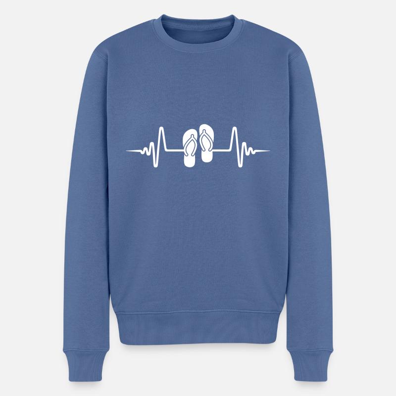 Badelatschen Puls - Männer Premium Bio Pullover - Taubenblau