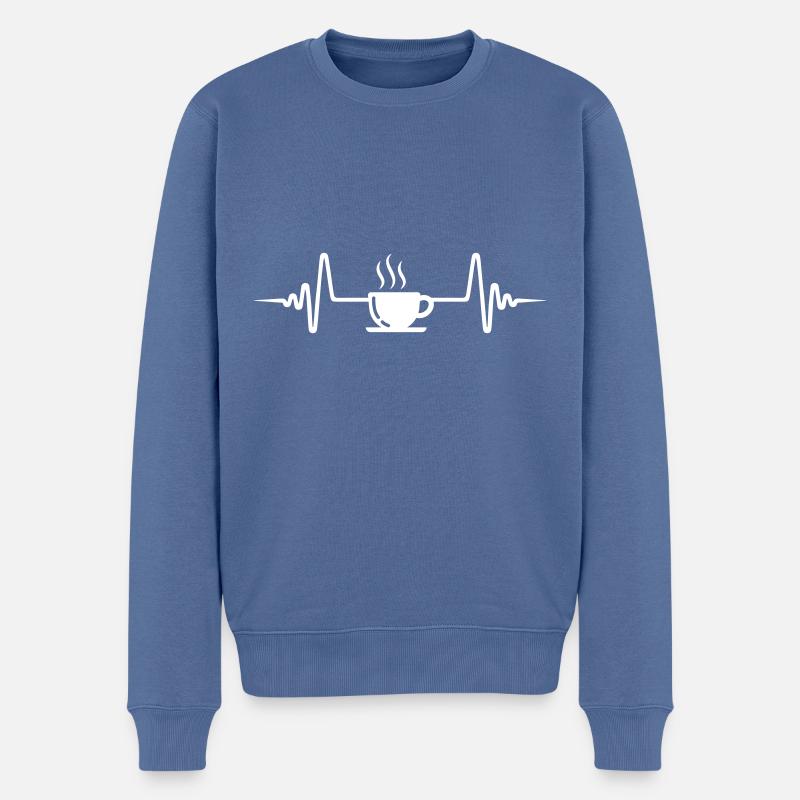 Kaffeetasse Puls - Männer Premium Bio Pullover - Taubenblau