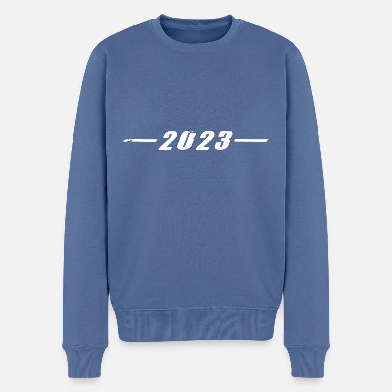 Année 2023 - Pull Premium bio Homme - bleu pigeon