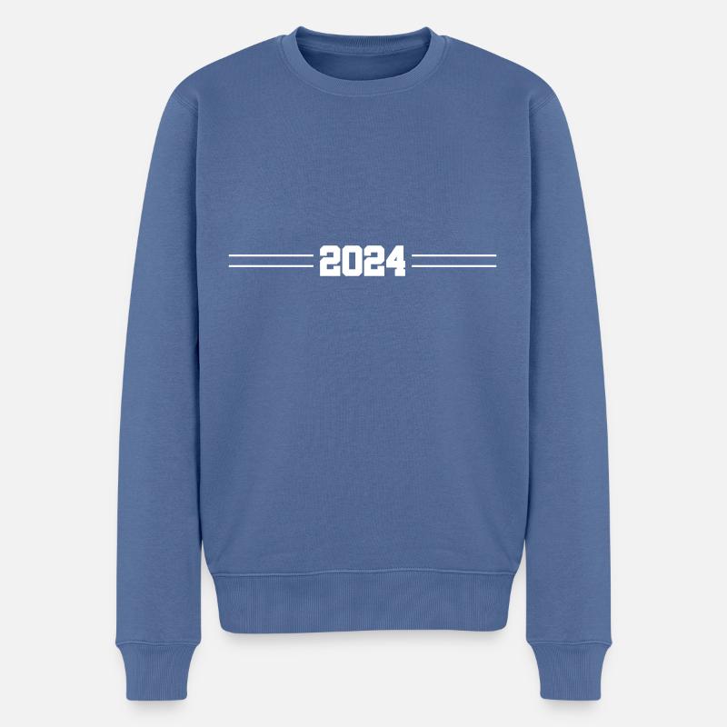 2024 année - Pull Premium bio Homme - bleu pigeon