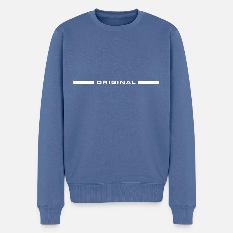 Original Emblem - Männer Premium Bio Pullover - Taubenblau