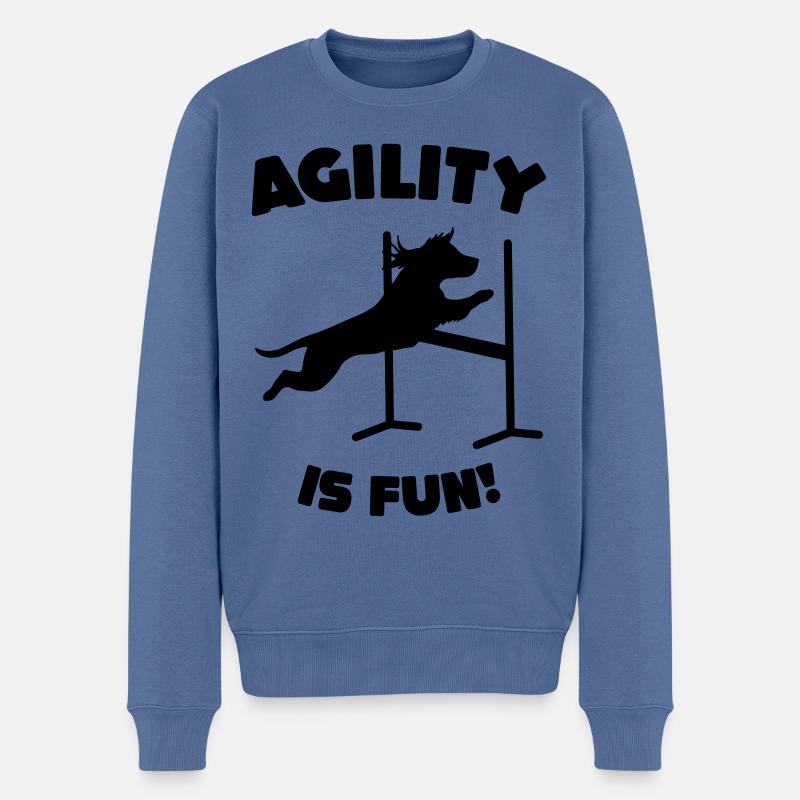 Agility is fun Hunde Shirt - Männer Premium Bio Pullover - Taubenblau