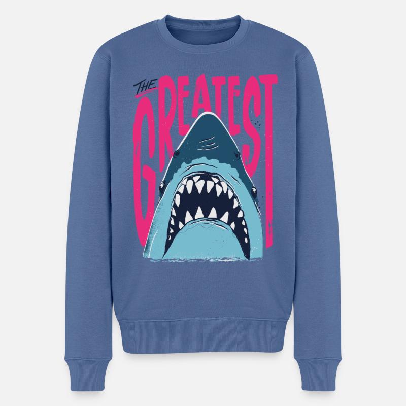 Der Weiße Hai Jaws The Greatest Shark Wortspiel - Männer Premium Bio Pullover - Taubenblau