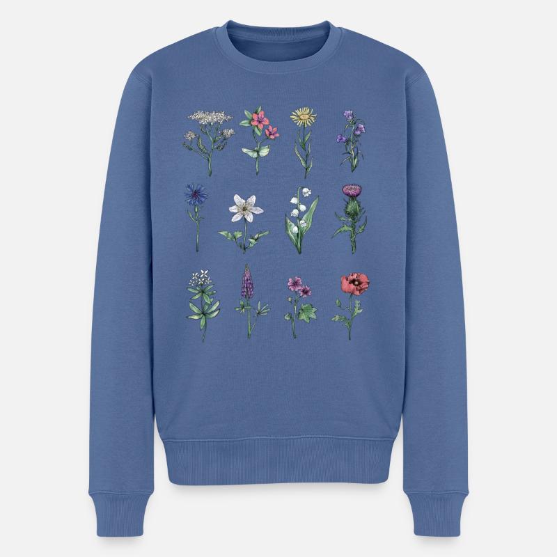 Différentes fleurs sauvages - Pull Premium bio Homme - bleu pigeon