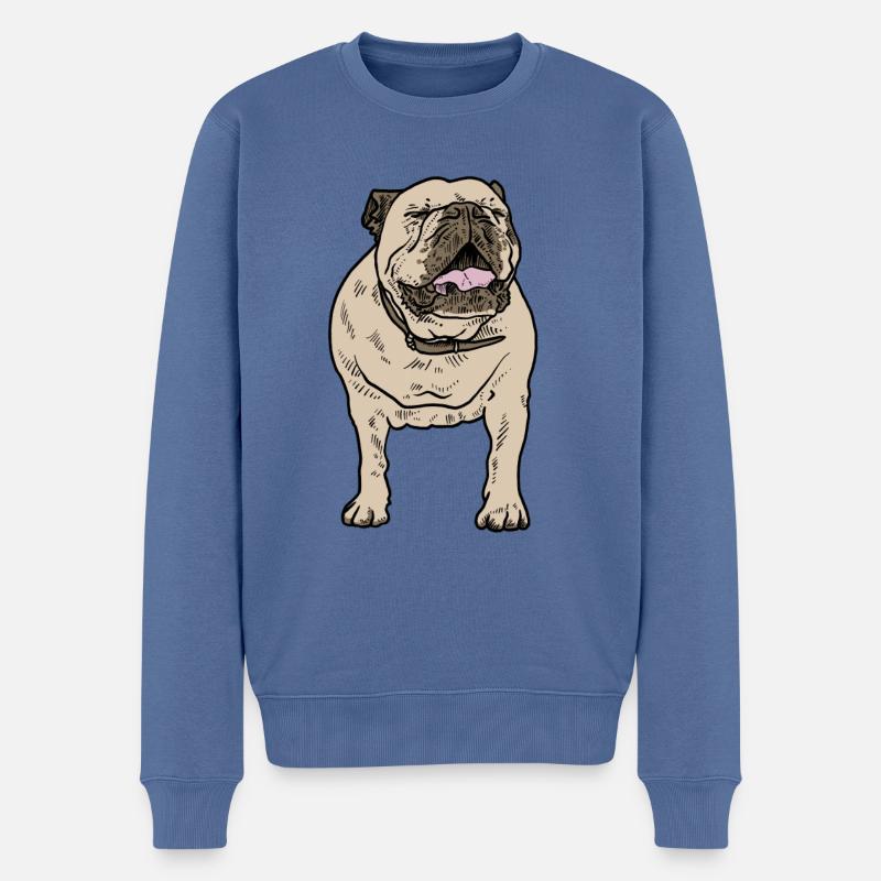 Bulldogge - Männer Premium Bio Pullover - Taubenblau