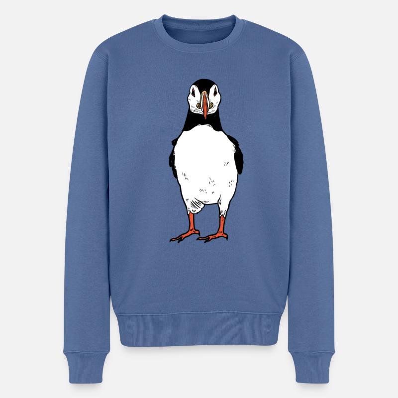 Papageitaucher - Männer Premium Bio Pullover - Taubenblau