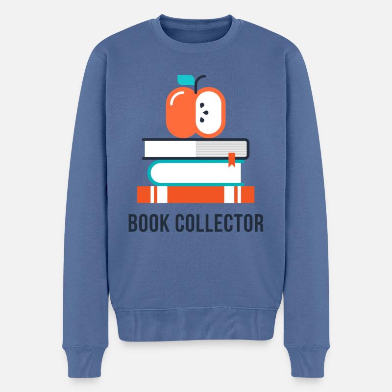 book collector - Männer Premium Bio Pullover - Taubenblau