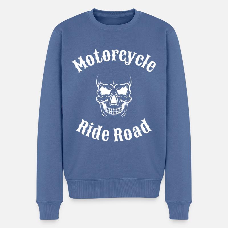 Look Motard. - Pull Premium bio Homme - bleu pigeon