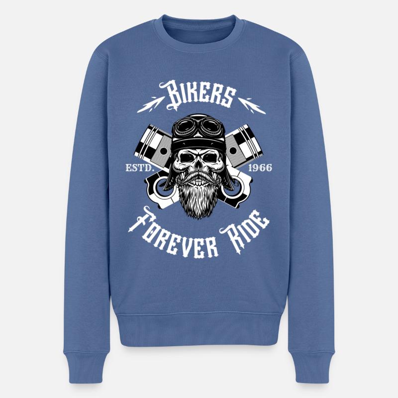 Einen Motard-Look. - Männer Premium Bio Pullover - Taubenblau