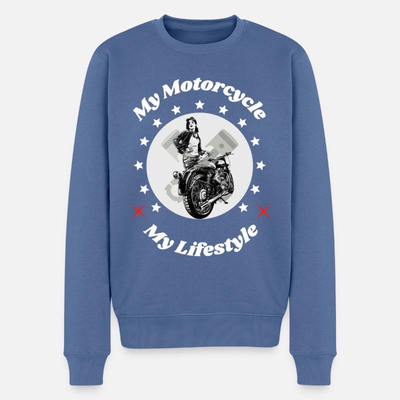 - Wie motarde. - Männer Premium Bio Pullover - Taubenblau