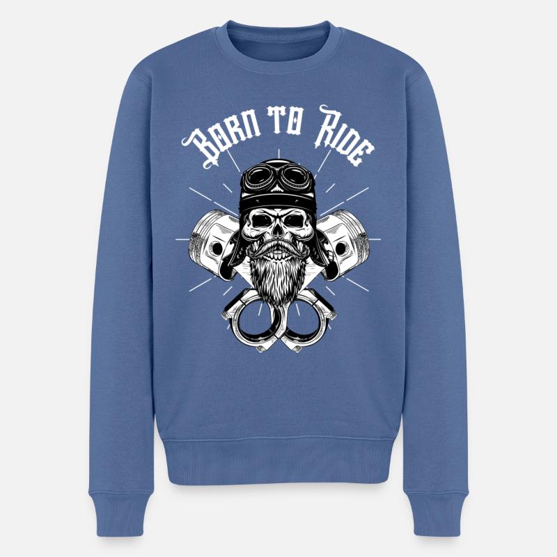 Ein Motorrad-Look. - Männer Premium Bio Pullover - Taubenblau