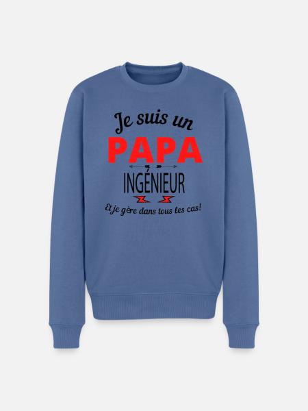 Papa INGÉNIEUR - Pull Premium bio Homme - bleu pigeon