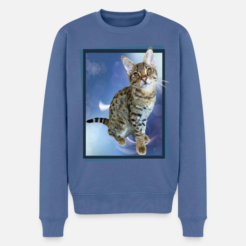 Tabby - Männer Premium Bio Pullover - Taubenblau