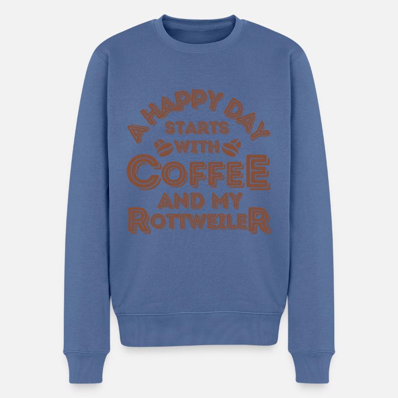 Rottweiler Kaffee Hund Cafe - Männer Premium Bio Pullover - Taubenblau