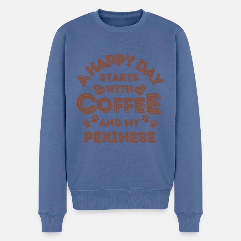 Café pékinois Café pour chiens - Pull Premium bio Homme - bleu pigeon