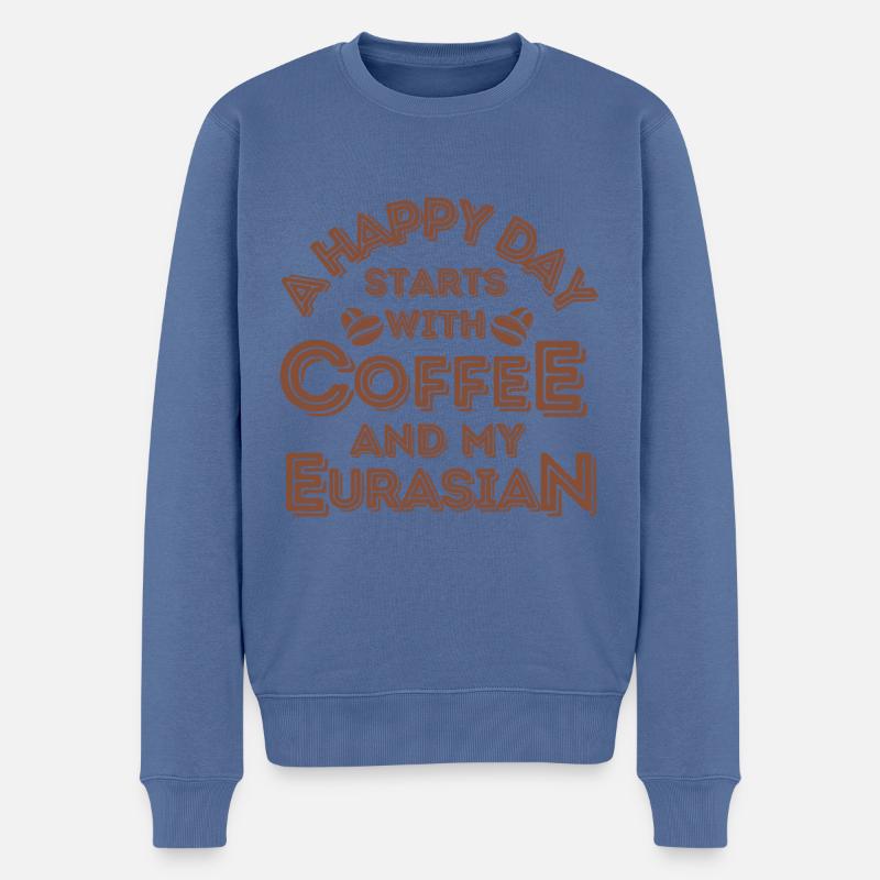 Café Eurasier Café Chien - Pull Premium bio Homme - bleu pigeon