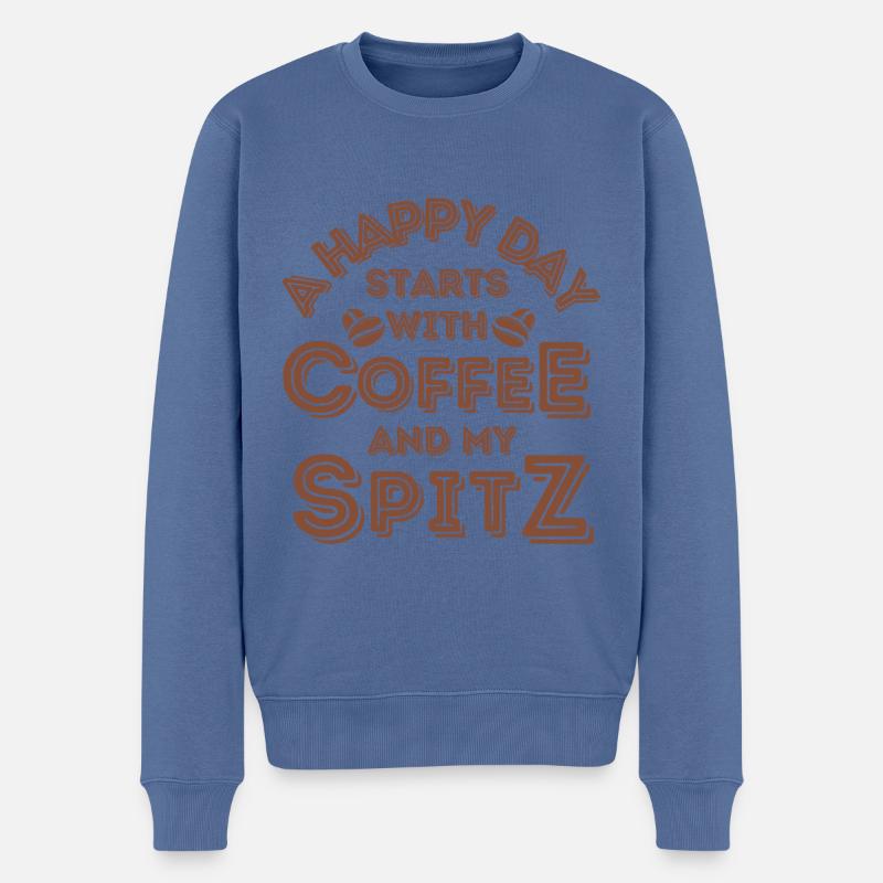 Spitz Kaffee Hund Cafe - Männer Premium Bio Pullover - Taubenblau
