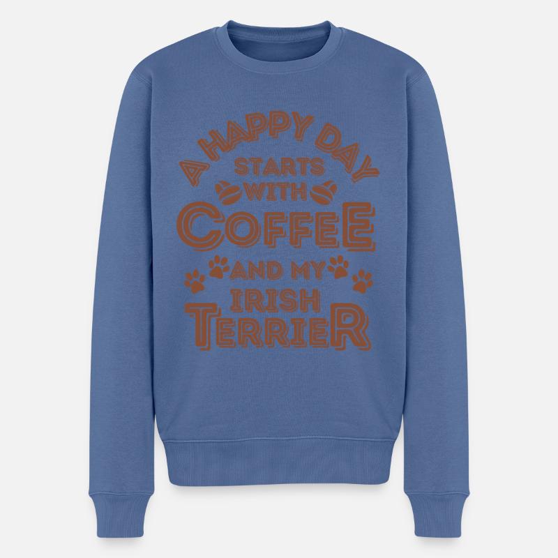 Irish Terrier Coffee Dog Cafe - Pull Premium bio Homme - bleu pigeon