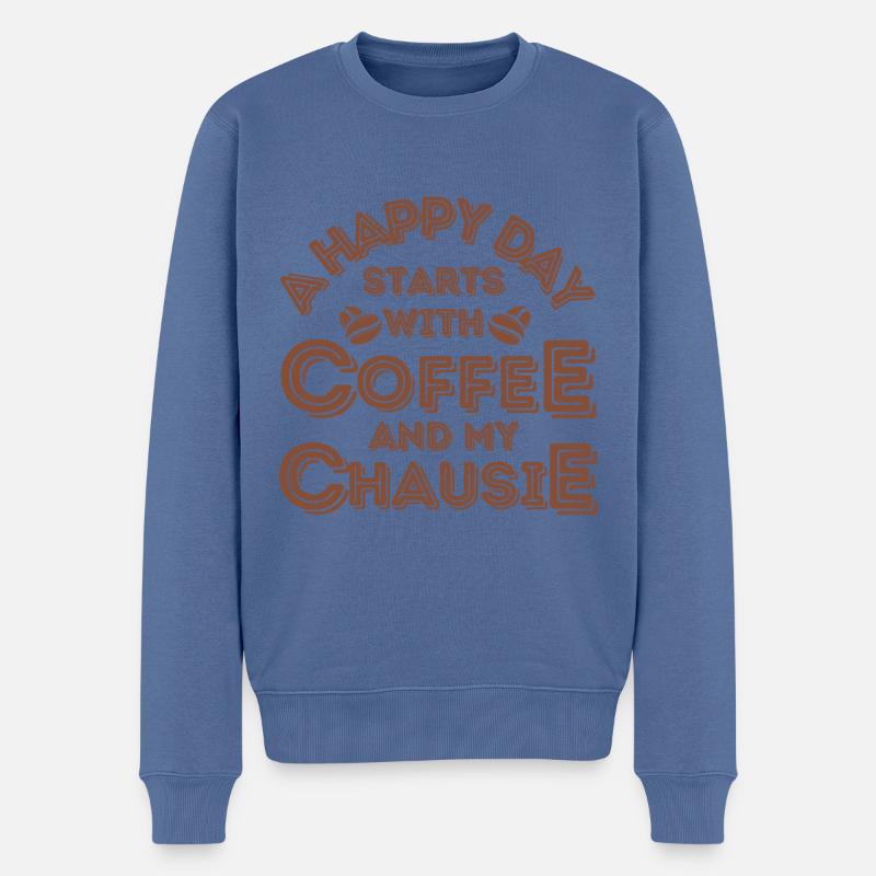 Chausie Cat Café Café - Pull Premium bio Homme - bleu pigeon