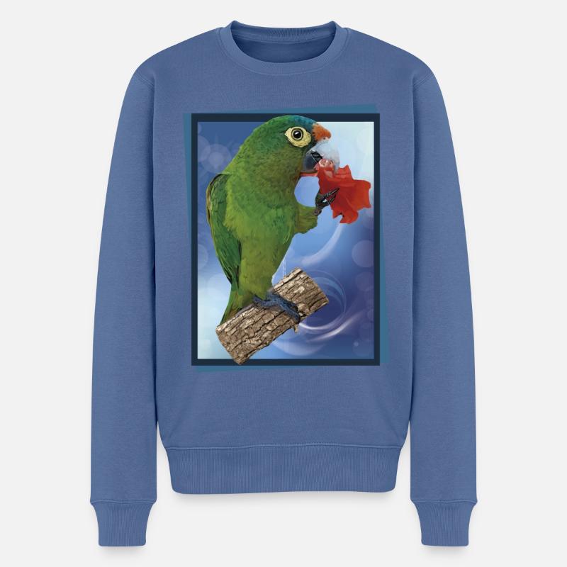 Orangenstirnsittich - Männer Premium Bio Pullover - Taubenblau
