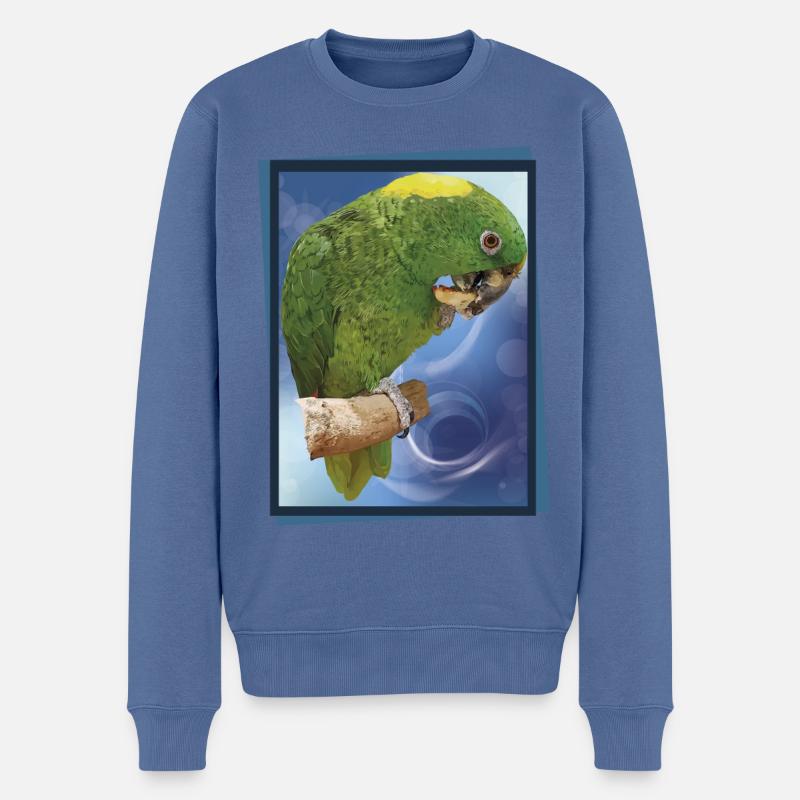 Le perroquet à nuque jaune - Pull Premium bio Homme - bleu pigeon