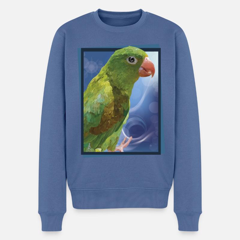La Perruche bronzée - Pull Premium bio Homme - bleu pigeon
