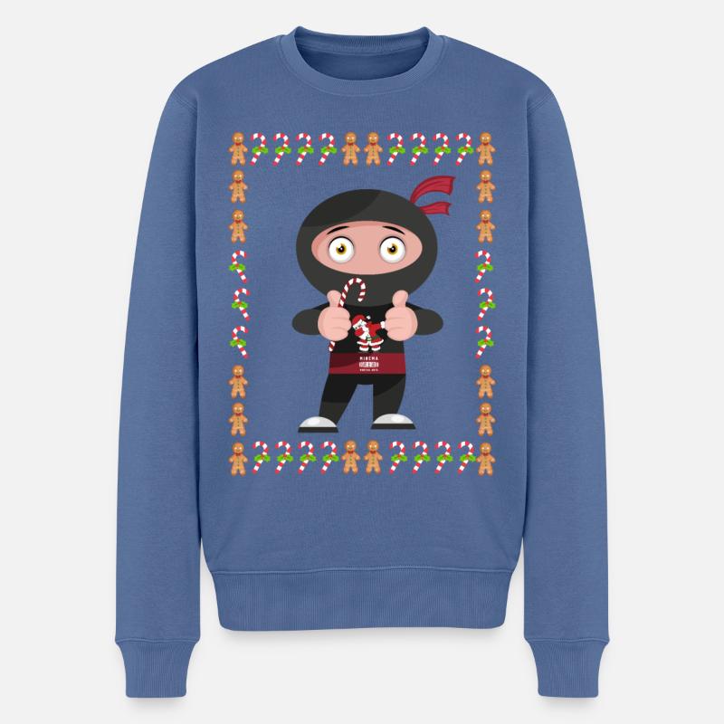 Weihnachtspulli Ninja - Männer Premium Bio Pullover - Taubenblau