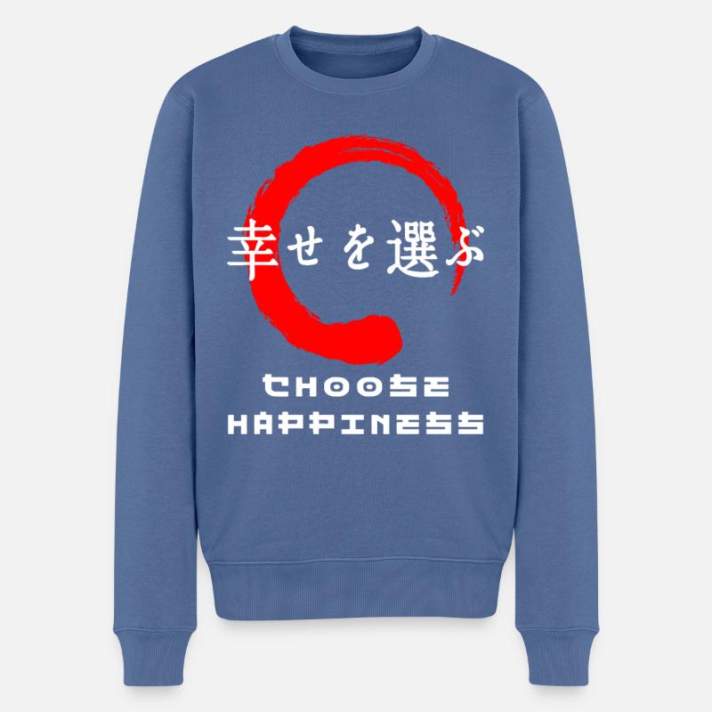 Wählen Sie ein Glückszitat Japanische Kanji-Wörter - Männer Premium Bio Pullover - Taubenblau
