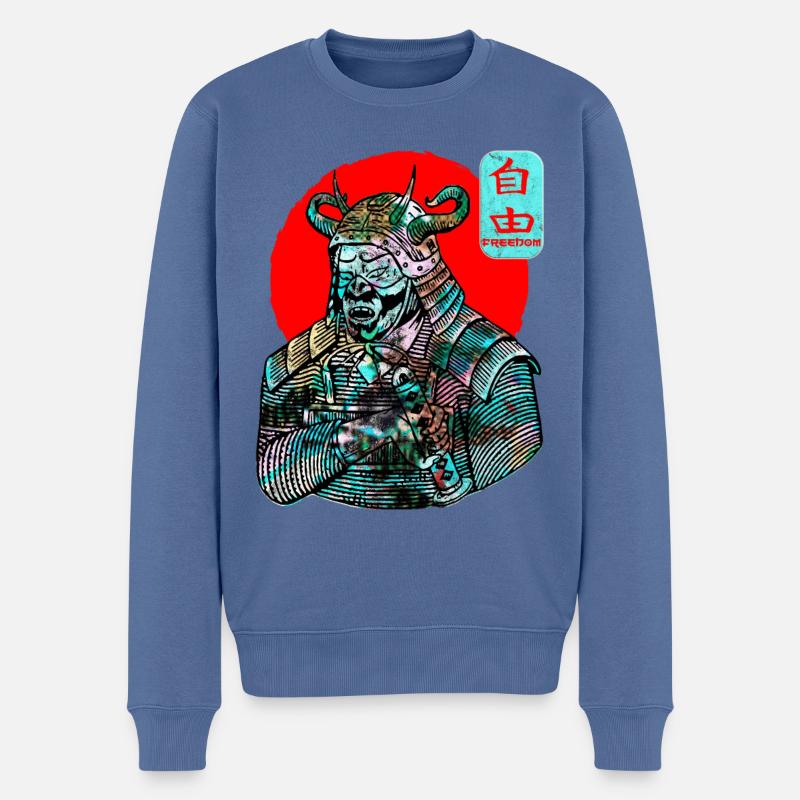 Samurai Krieger Schwert Japanische Kunst Freiheit Kanji - Männer Premium Bio Pullover - Taubenblau