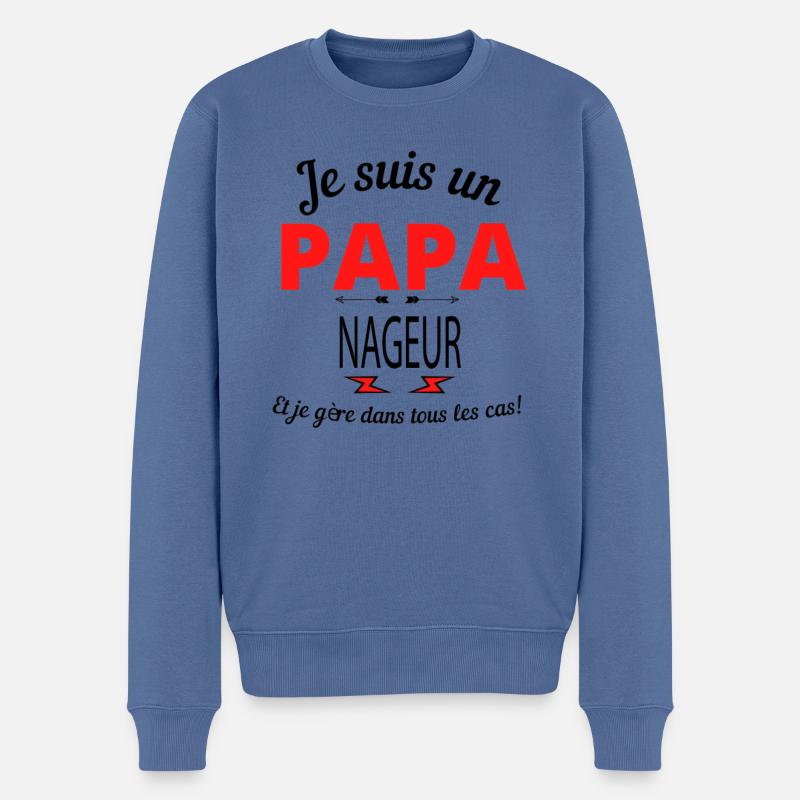 Papa NAGEUR - Pull Premium bio Homme - bleu pigeon