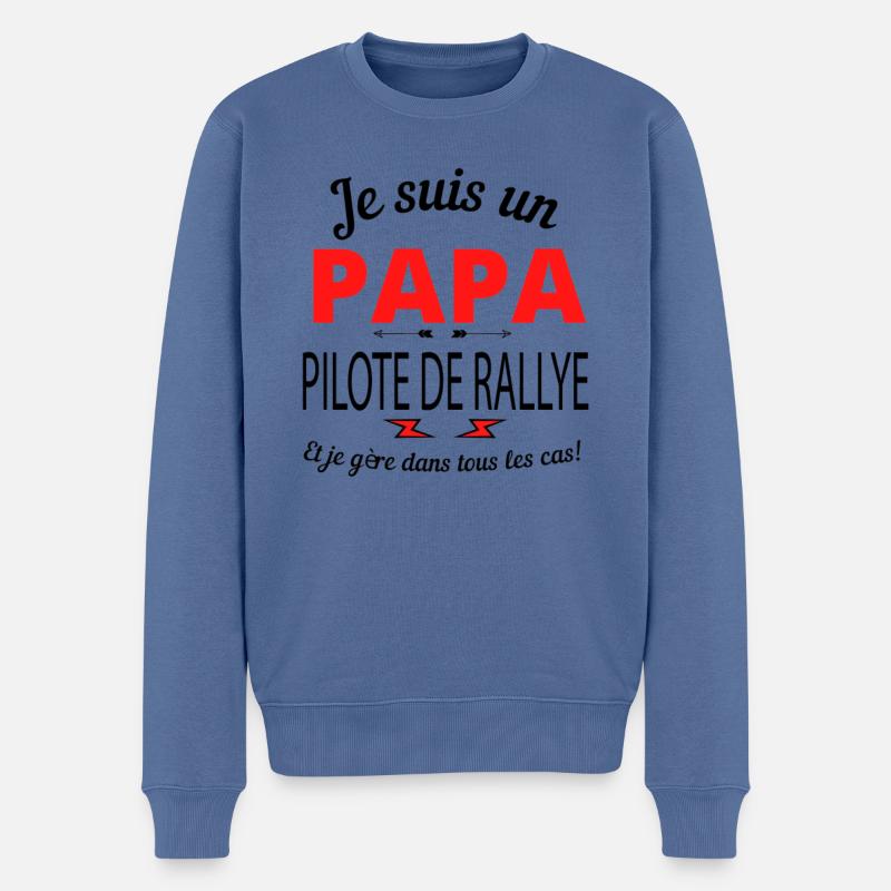 Papa PILOTE DE RALLYE - Pull Premium bio Homme - bleu pigeon