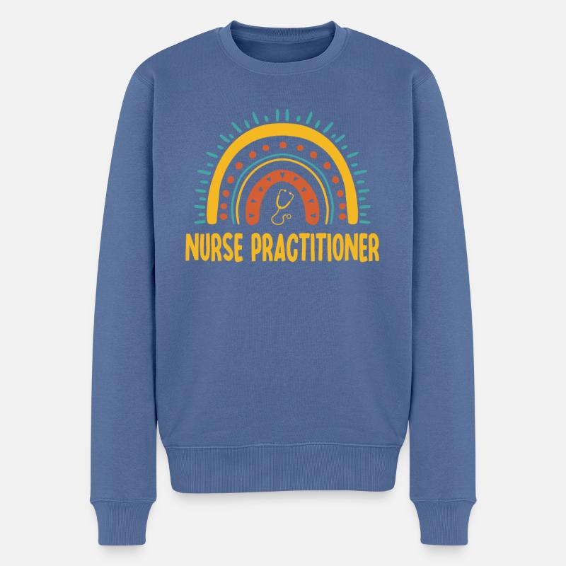 Krankenschwester Practitioner Boho Rainbow - Männer Premium Bio Pullover - Taubenblau