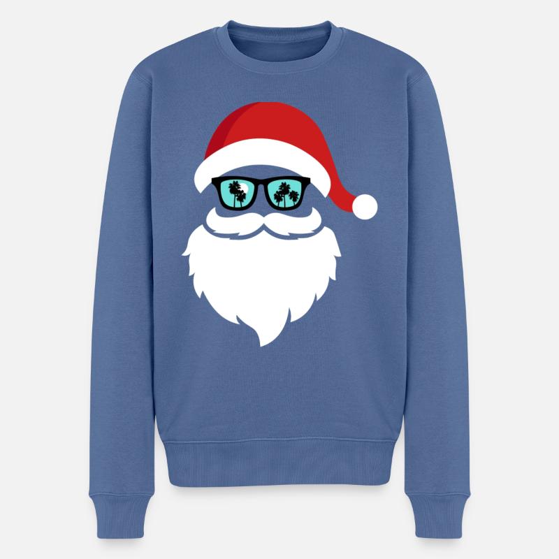 Weihnachtsmann Palmen - Männer Premium Bio Pullover - Taubenblau