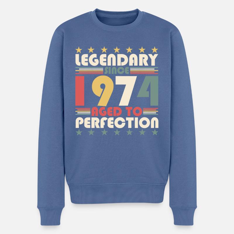 Vintage 1974 48. Geburtstag Legendär Geschenk Fun - Männer Premium Bio Pullover - Taubenblau