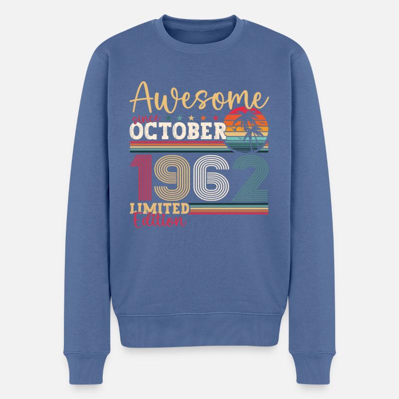 Awesome Oktober 1962 60. Geburtstag Geschenk Cool - Männer Premium Bio Pullover - Taubenblau