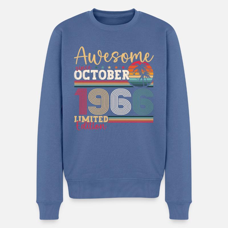 Awesome Oktober 1966 56. Geburtstag Geschenk Cool - Männer Premium Bio Pullover - Taubenblau