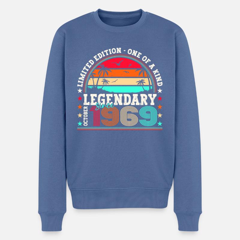 Legendär seit Oktober 1969 53. Geburtstag Geschenk - Männer Premium Bio Pullover - Taubenblau