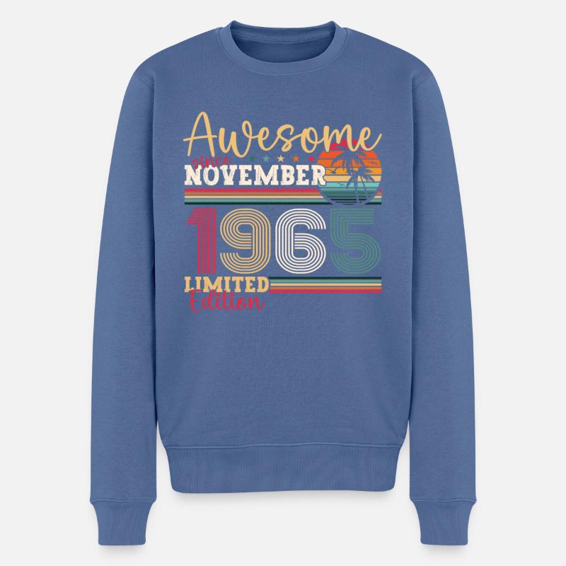 Original November 1965 57. Geburtstag Geschenk - Männer Premium Bio Pullover - Taubenblau