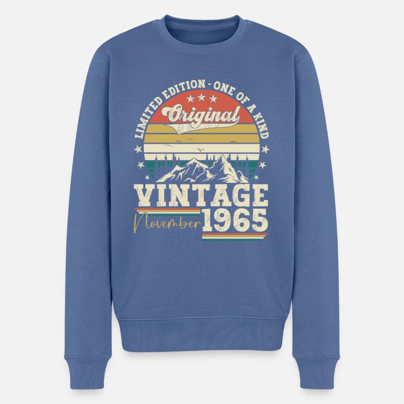 Original November 1965 57. Geburtstag Geschenk - Männer Premium Bio Pullover - Taubenblau