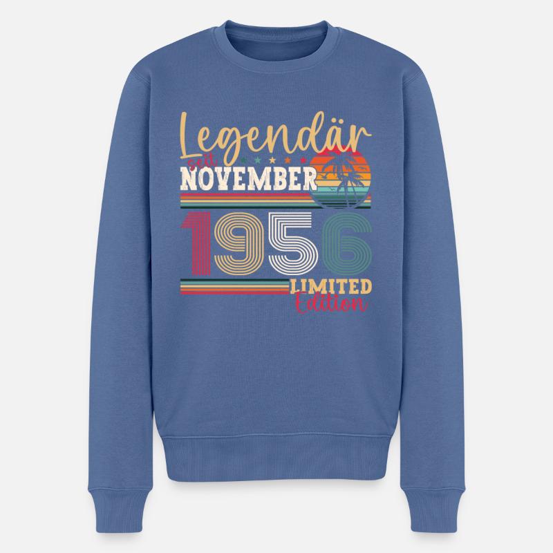 Legende November 1956 66. Geburtstag Geschenk Fun - Männer Premium Bio Pullover - Taubenblau