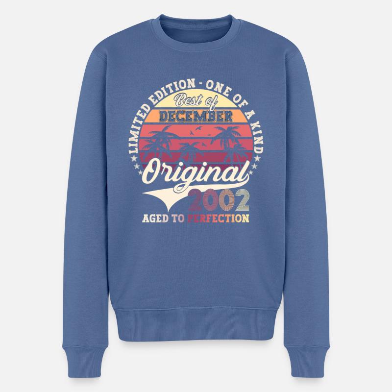 Cadeau original du 20e anniversaire de décembre 2002 - Pull Premium bio Homme - bleu pigeon